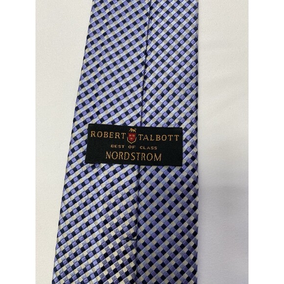 Robert Talbott Nordstrom Best of Class Silk Necktie - Blue/Silver Checkered - Picture 5 of 7